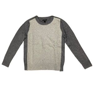 J. Crew Women's Wool Sweater Cozy Crewneck Zipper Details Color Block sz M Gray